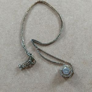 CZ sterling necklace with round charm